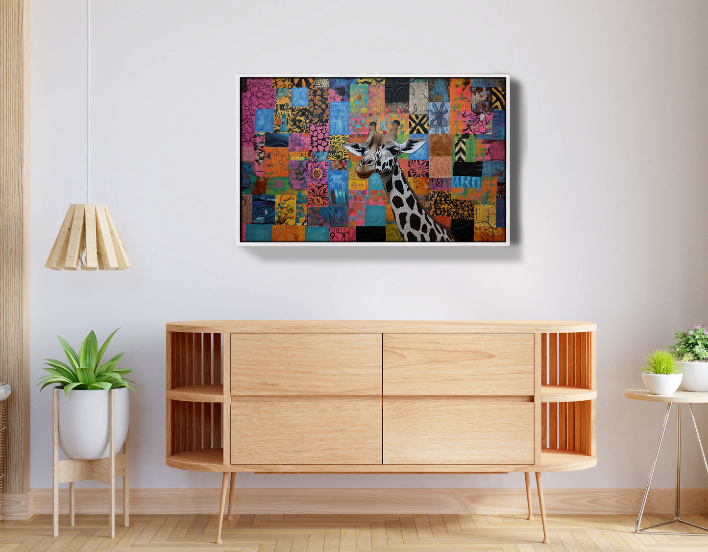 Colorful Patchwork Giraffe African American canvas print view 62