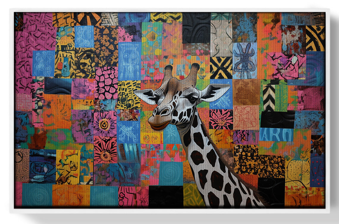 Colorful Patchwork Giraffe African American canvas print view 61
