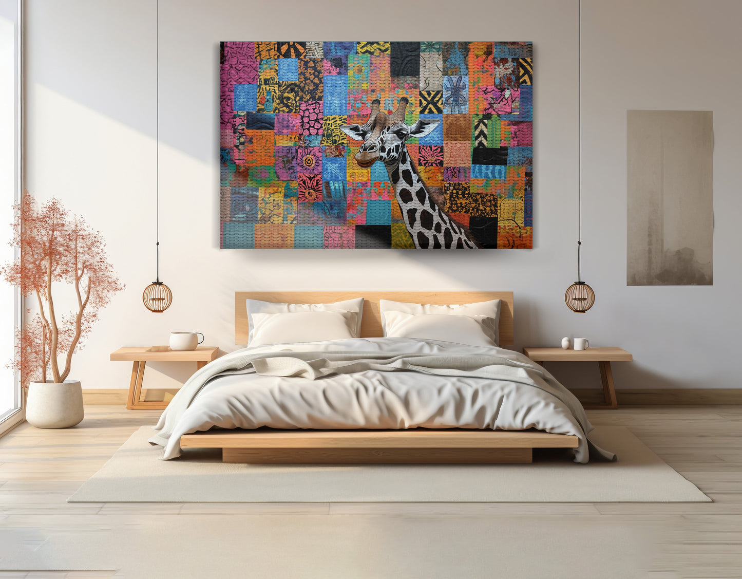 Colorful Patchwork Giraffe African American canvas print view 15