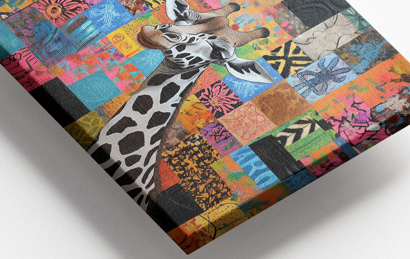 Colorful Patchwork Giraffe African American canvas print view 16