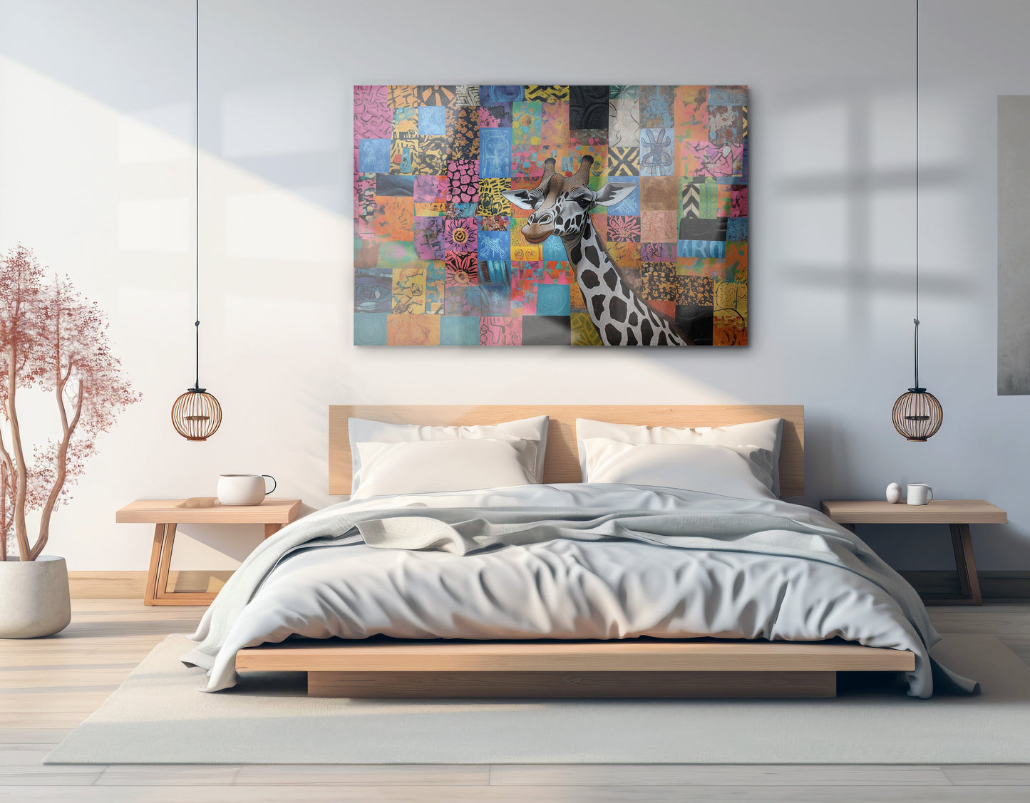 Colorful Patchwork Giraffe African American canvas print view 21