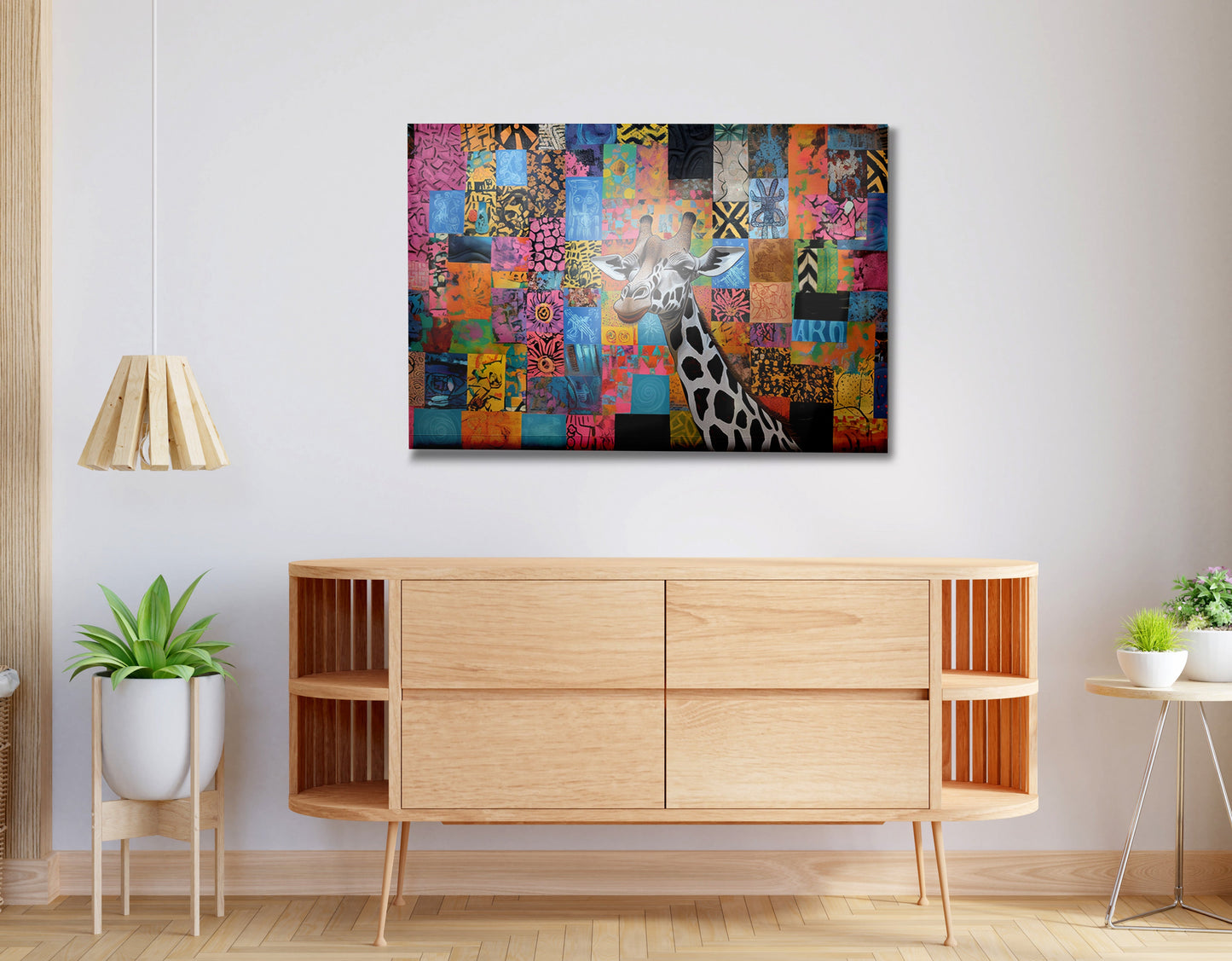 Colorful Patchwork Giraffe African American canvas print view 20