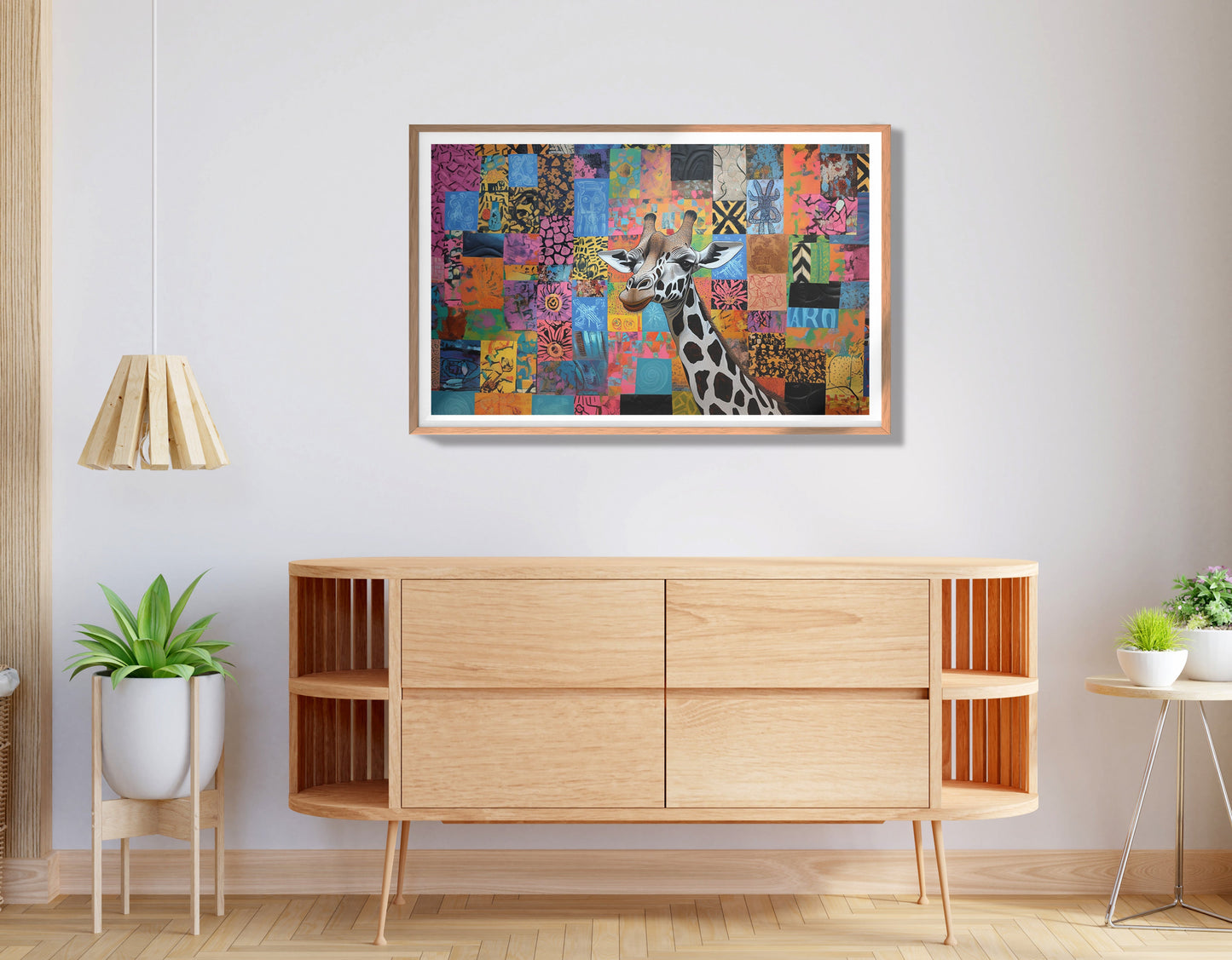 Colorful Patchwork Giraffe African American canvas print view 80