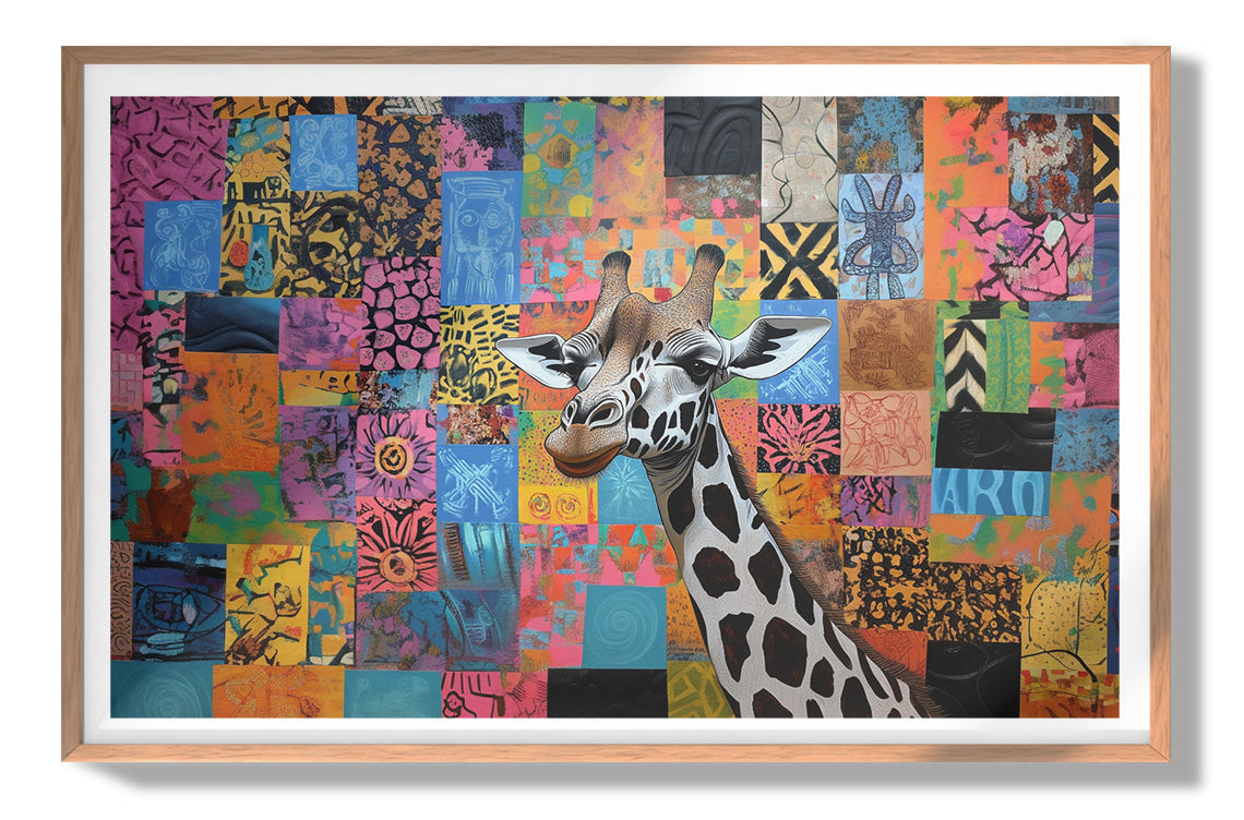 Colorful Patchwork Giraffe African American canvas print view 79