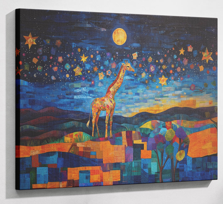 Blue Moon Giraffe Safari Black African American canvas print canvas print with visible wall art format