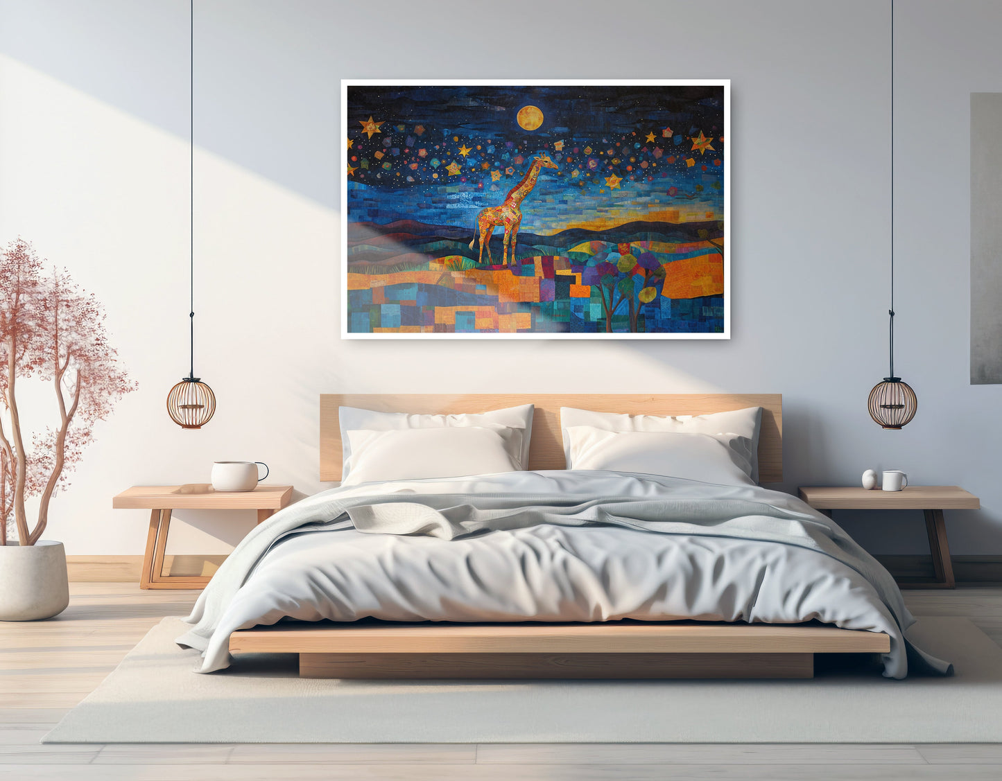 Blue Moon Giraffe Safari Black African American canvas print artwork view