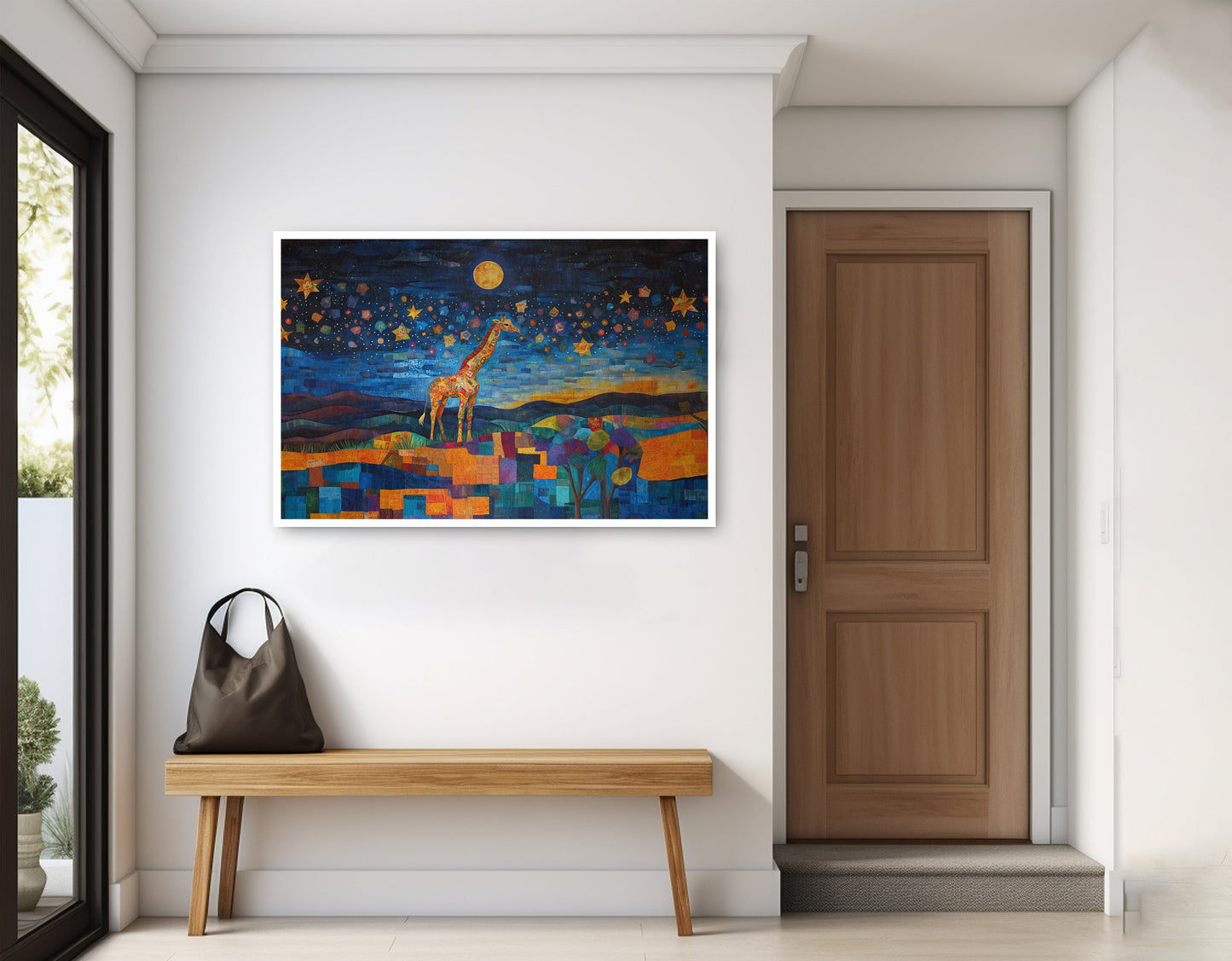 Blue Moon Giraffe Safari Black African American canvas print home decor view