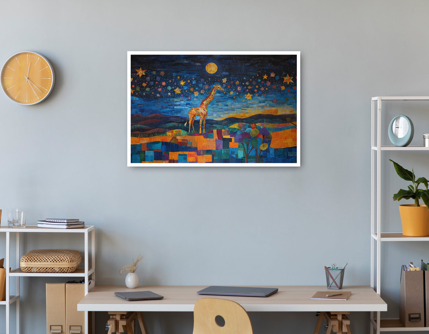 Blue Moon Giraffe Safari Black African American canvas print print view