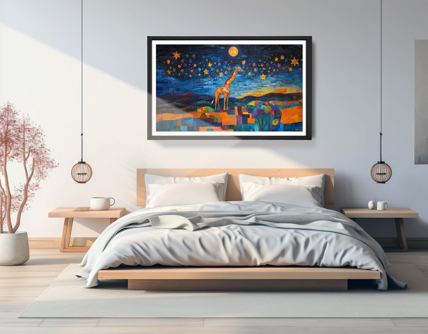 Blue Moon Giraffe Safari Black African American canvas print view 69