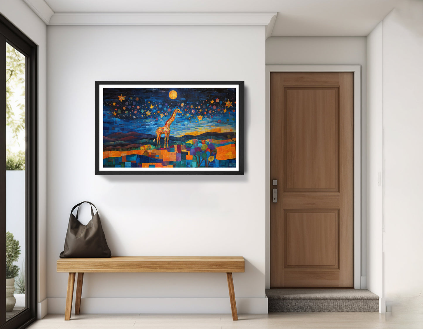Blue Moon Giraffe Safari Black African American canvas print view 71