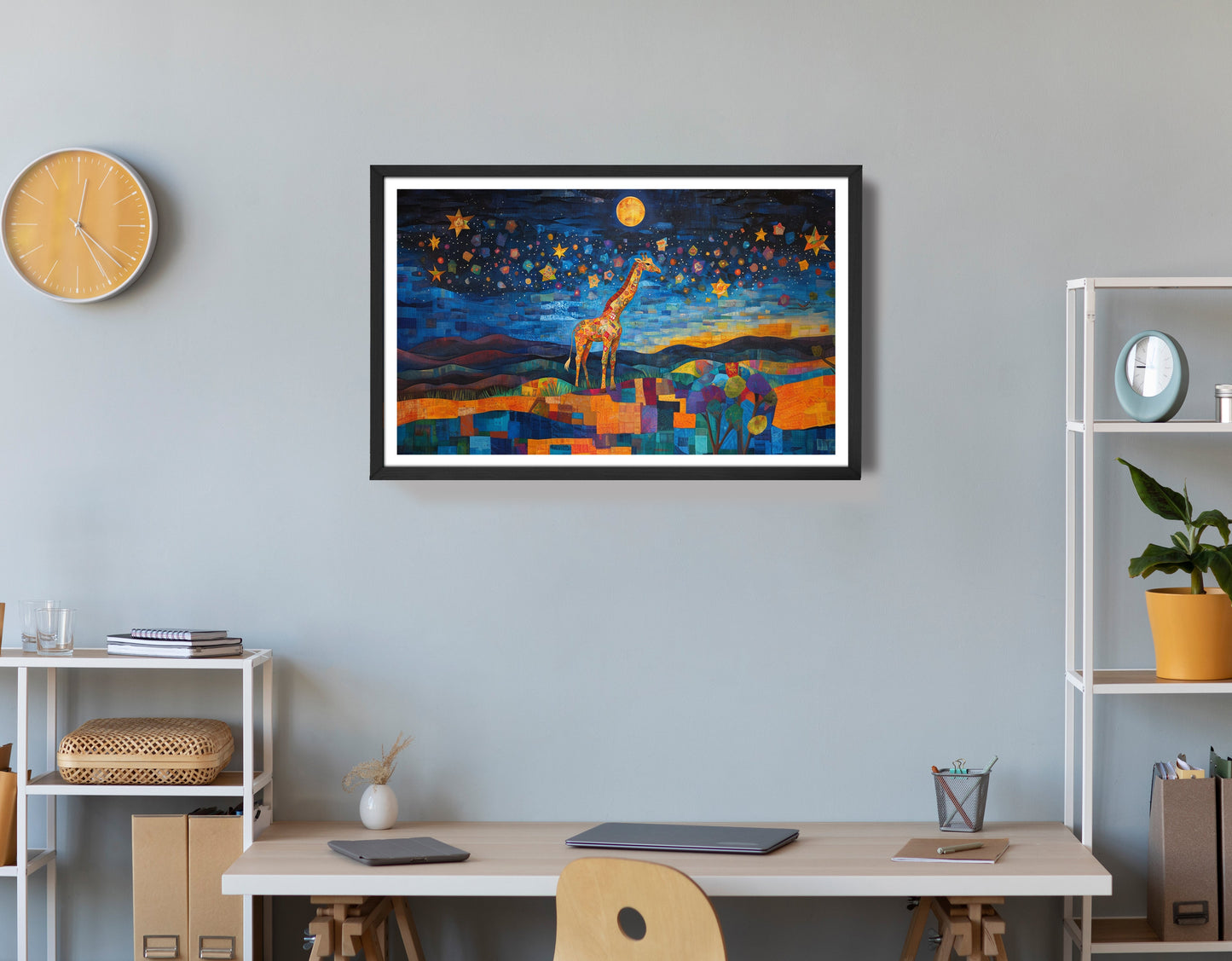 Blue Moon Giraffe Safari Black African American canvas print view 72