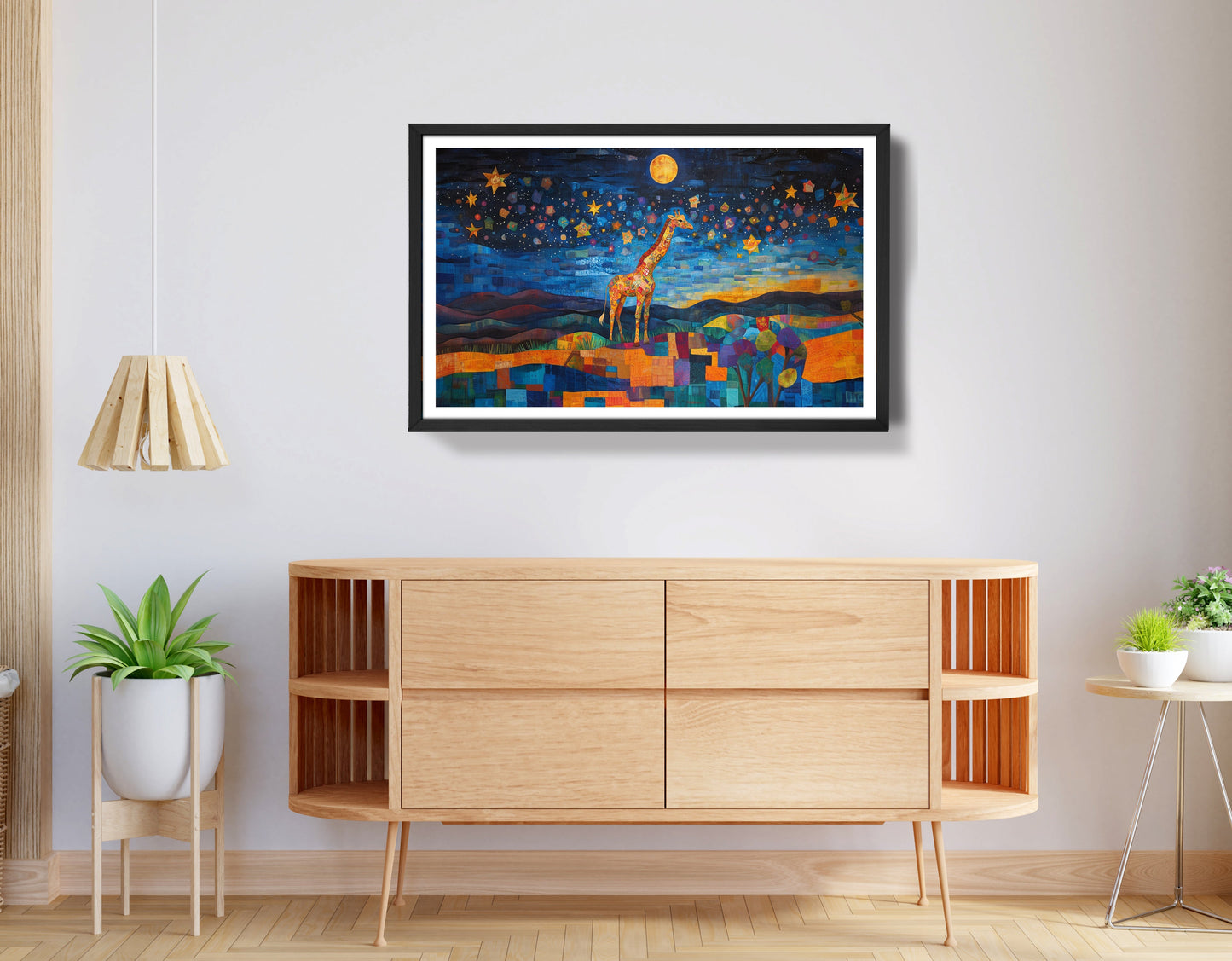 Blue Moon Giraffe Safari Black African American canvas print view 68