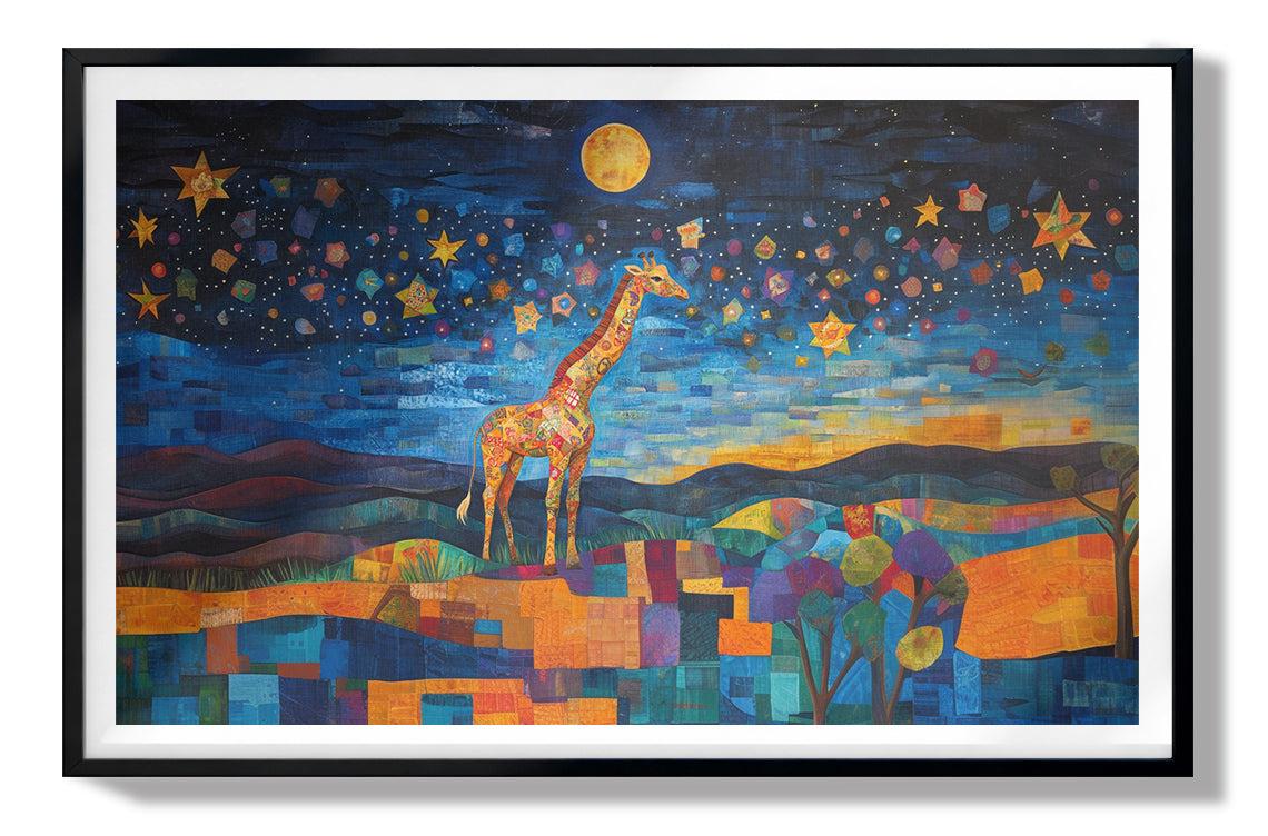 Blue Moon Giraffe Safari Black African American canvas print view 67
