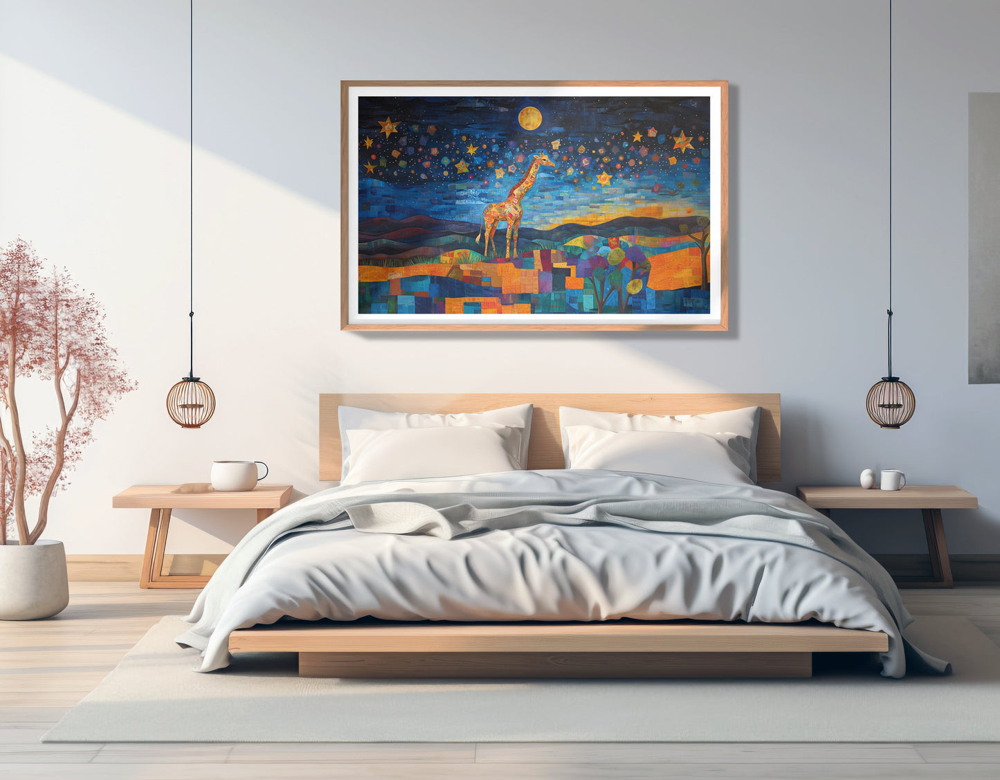 Blue Moon Giraffe Safari Black African American canvas print view 81