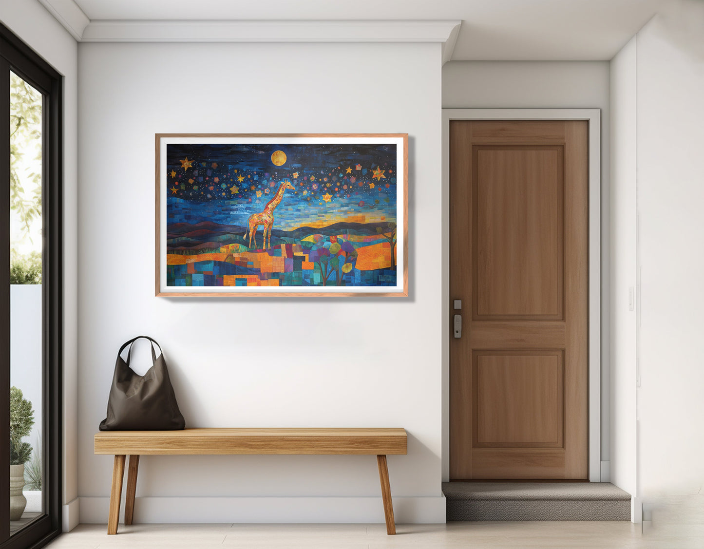 Blue Moon Giraffe Safari Black African American canvas print view 83