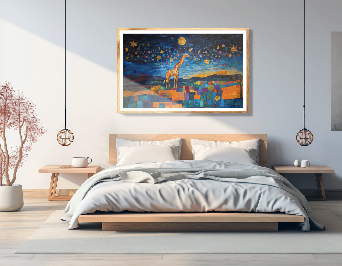 Blue Moon Giraffe Safari Black African American canvas print view 75