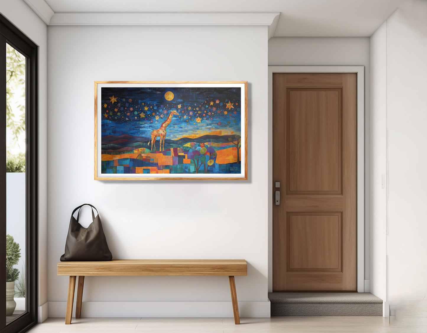 Blue Moon Giraffe Safari Black African American canvas print view 77