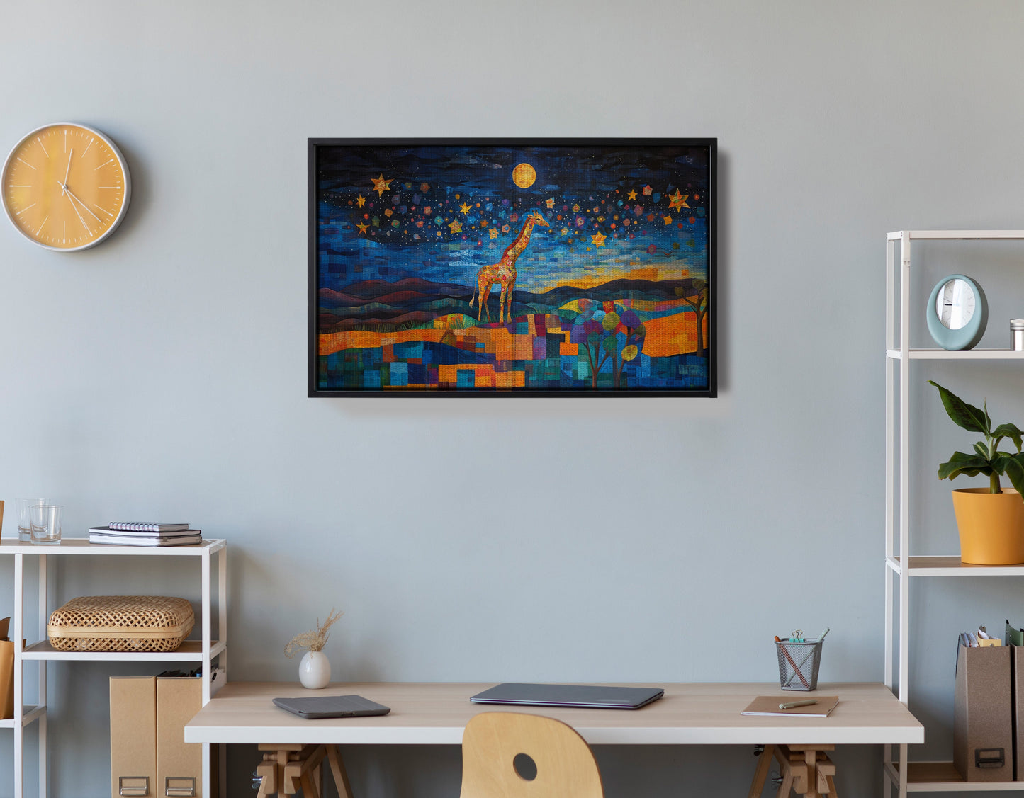 Blue Moon Giraffe Safari Black African American canvas print view 30