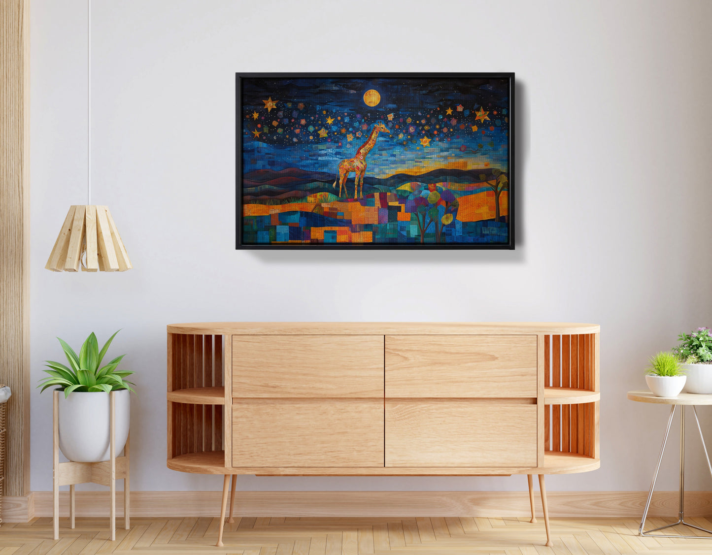 Blue Moon Giraffe Safari Black African American canvas print view 26