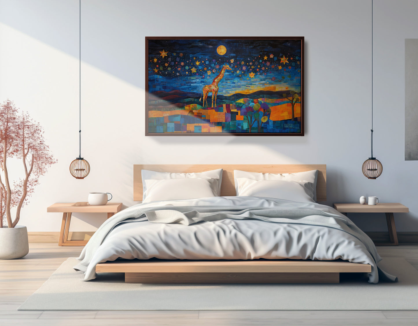 Blue Moon Giraffe Safari Black African American canvas print view 33
