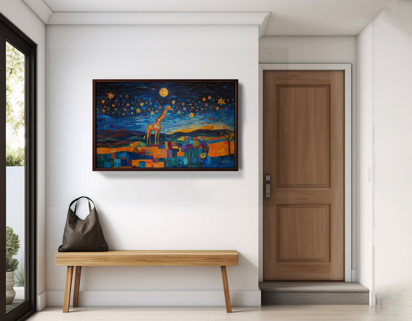Blue Moon Giraffe Safari Black African American canvas print view 35