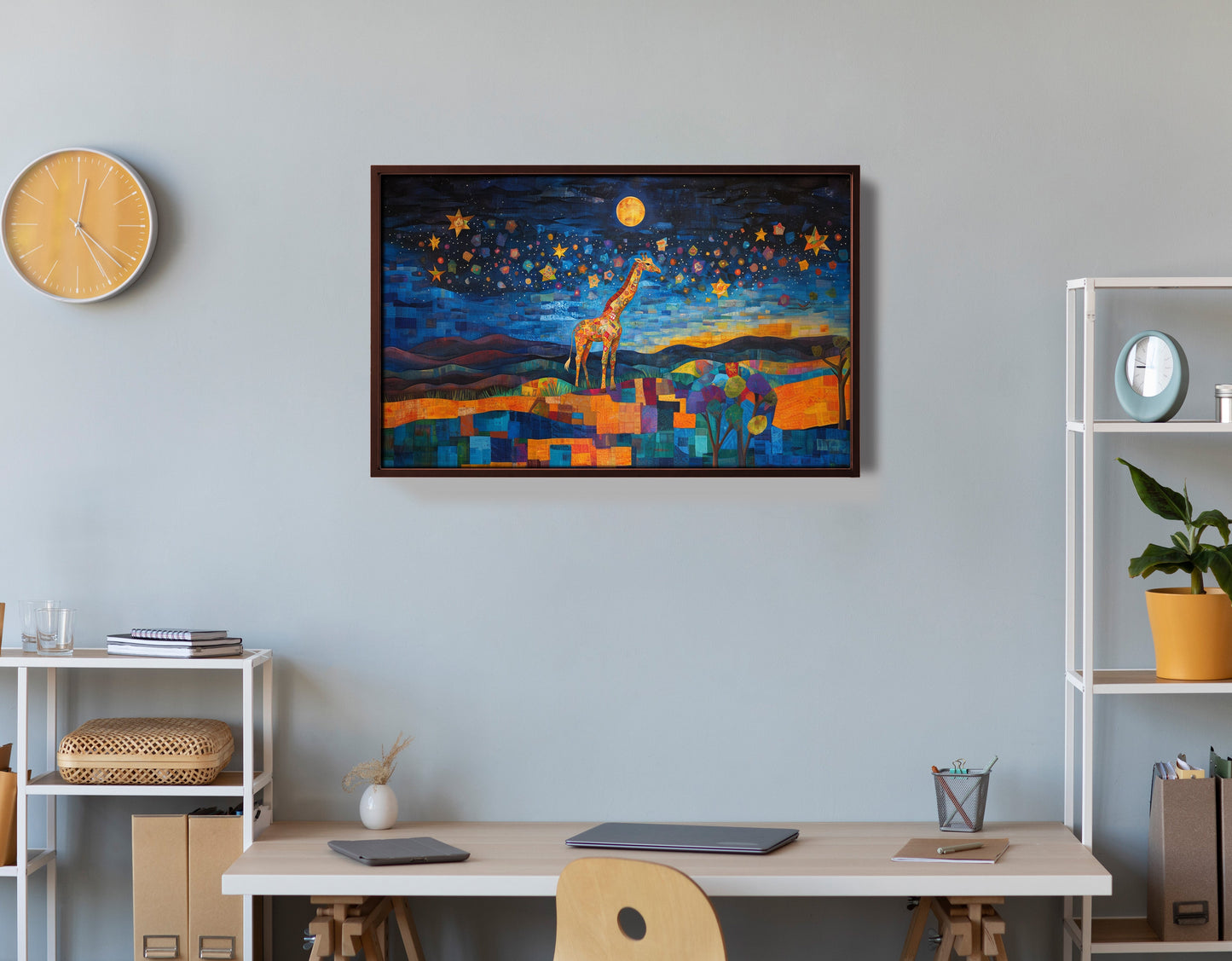 Blue Moon Giraffe Safari Black African American canvas print view 36