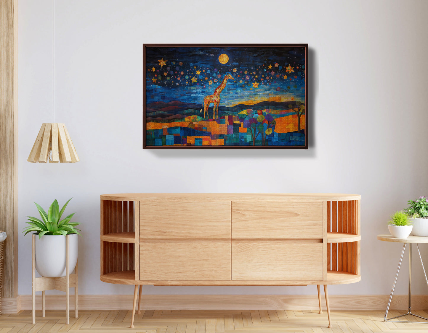 Blue Moon Giraffe Safari Black African American canvas print view 32
