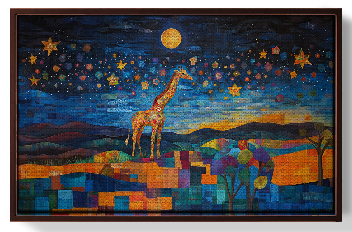Blue Moon Giraffe Safari Black African American canvas print view 31