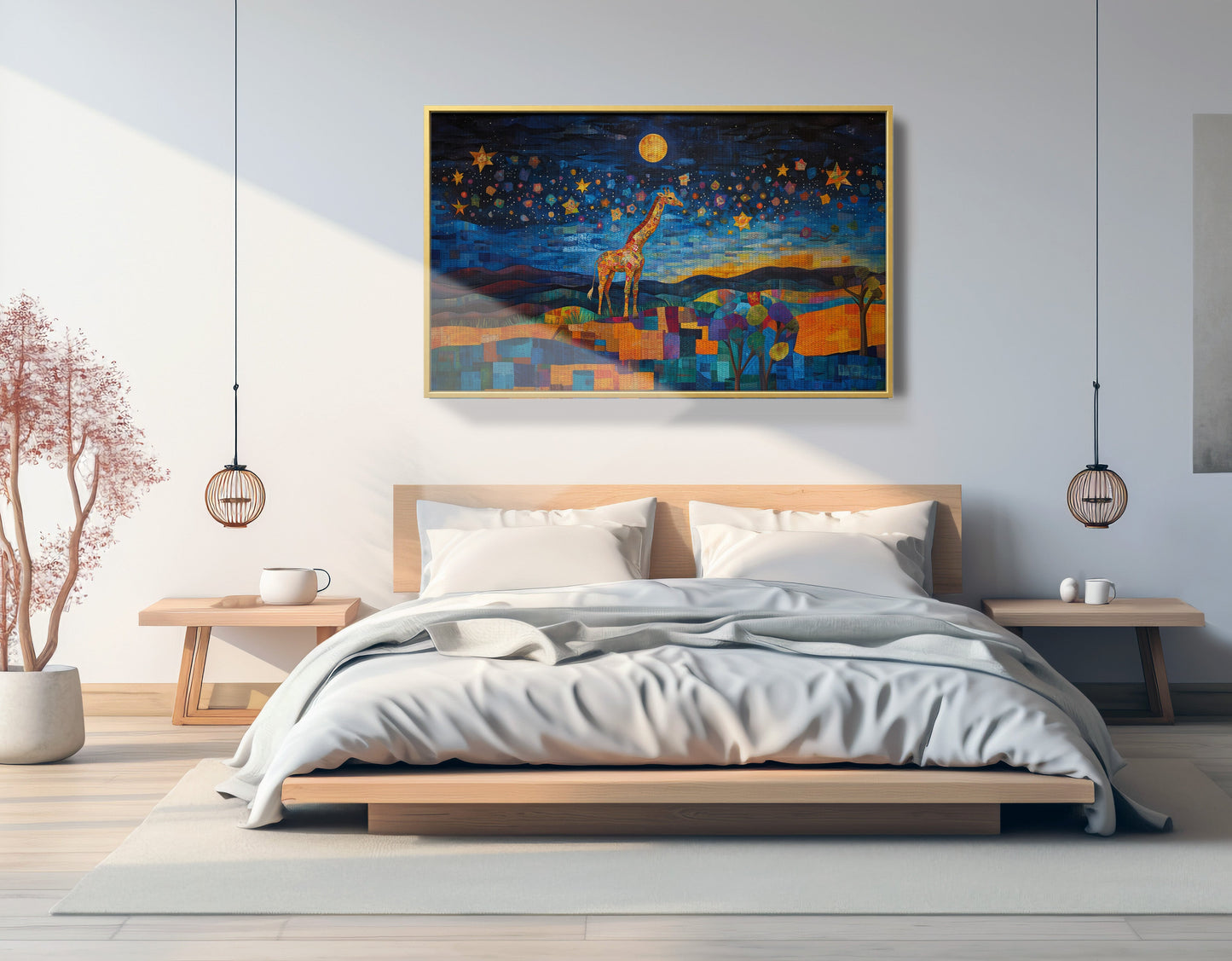 Blue Moon Giraffe Safari Black African American canvas print view 39