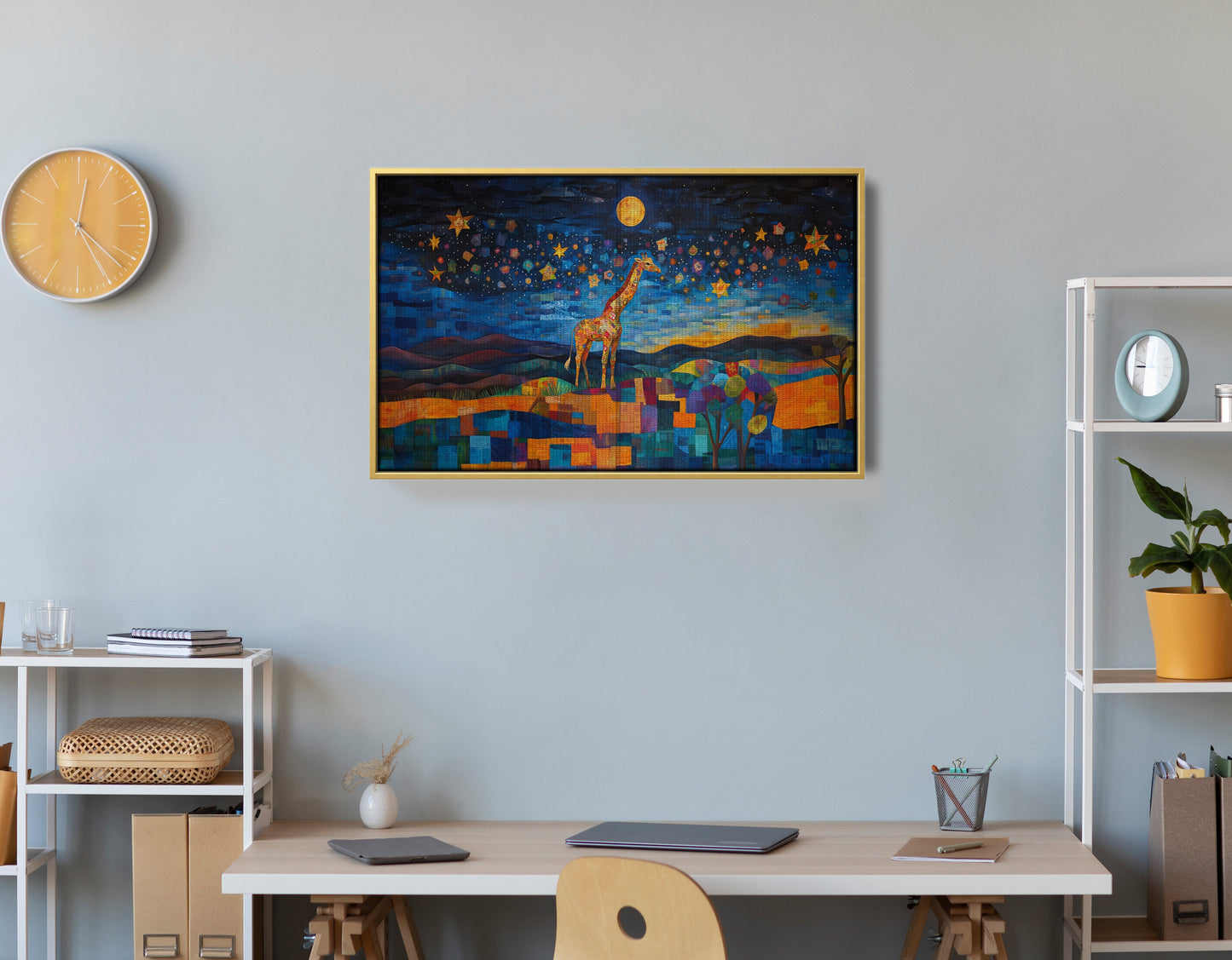 Blue Moon Giraffe Safari Black African American canvas print view 42