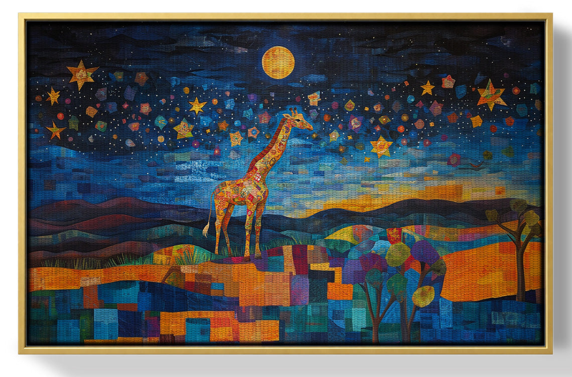 Blue Moon Giraffe Safari Black African American canvas print view 37