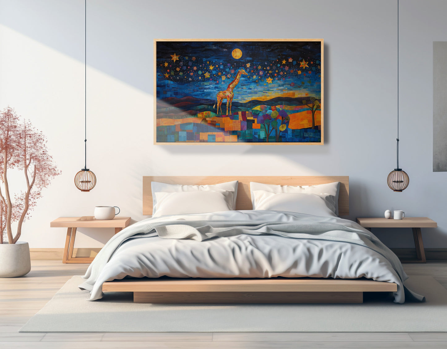 Blue Moon Giraffe Safari Black African American canvas print view 51