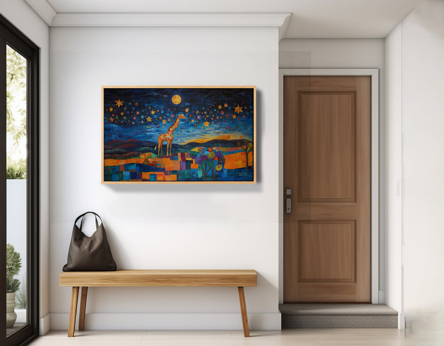 Blue Moon Giraffe Safari Black African American canvas print view 53