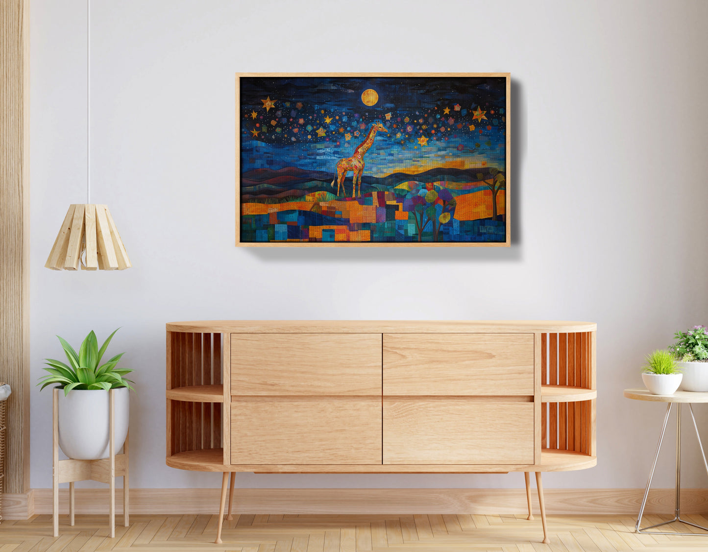 Blue Moon Giraffe Safari Black African American canvas print view 50