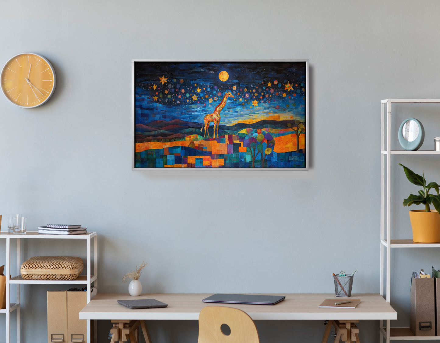 Blue Moon Giraffe Safari Black African American canvas print view 60