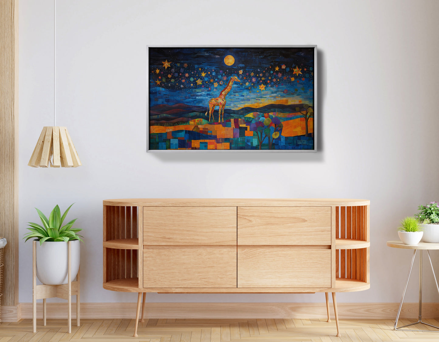 Blue Moon Giraffe Safari Black African American canvas print view 56