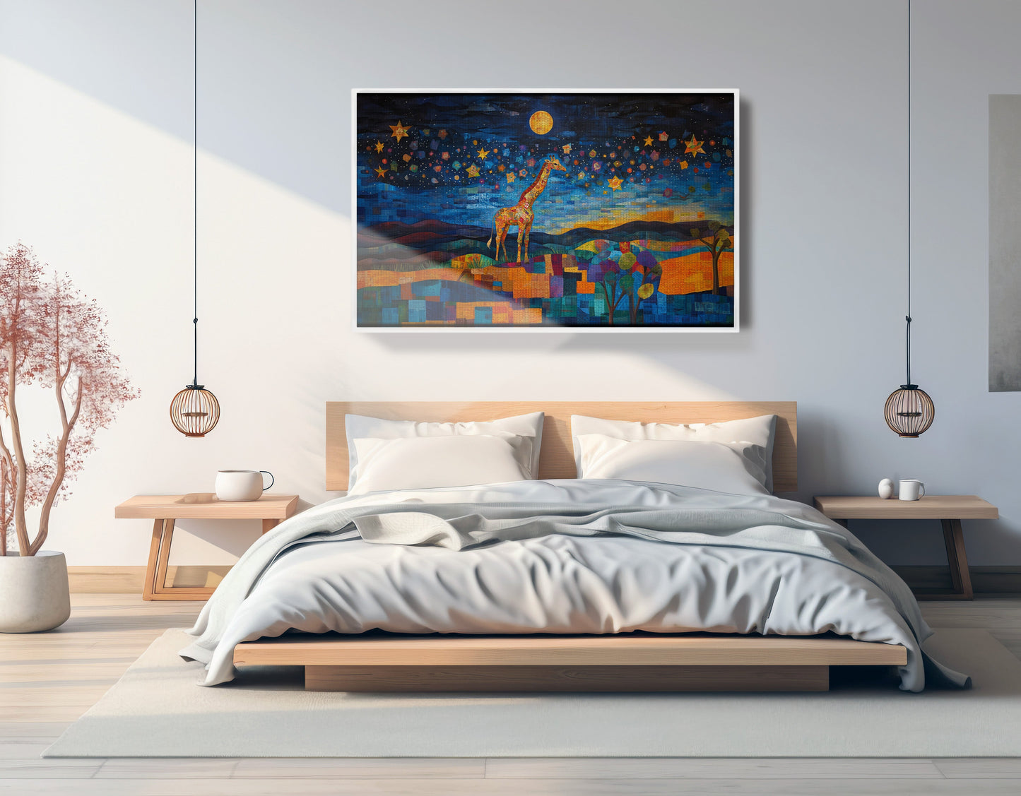 Blue Moon Giraffe Safari Black African American canvas print view 63