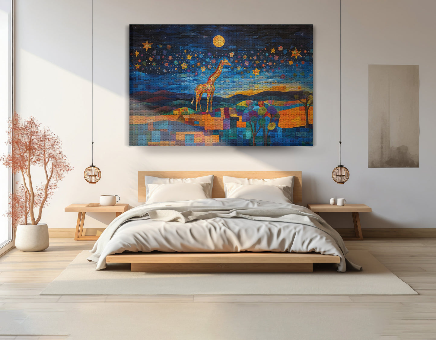 Blue Moon Giraffe Safari Black African American canvas print view 15