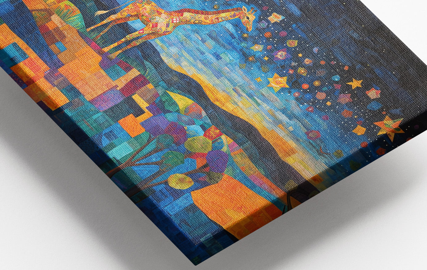 Blue Moon Giraffe Safari Black African American canvas print view 16