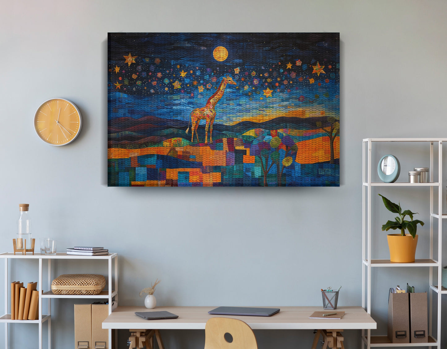 Blue Moon Giraffe Safari Black African American canvas print view 18