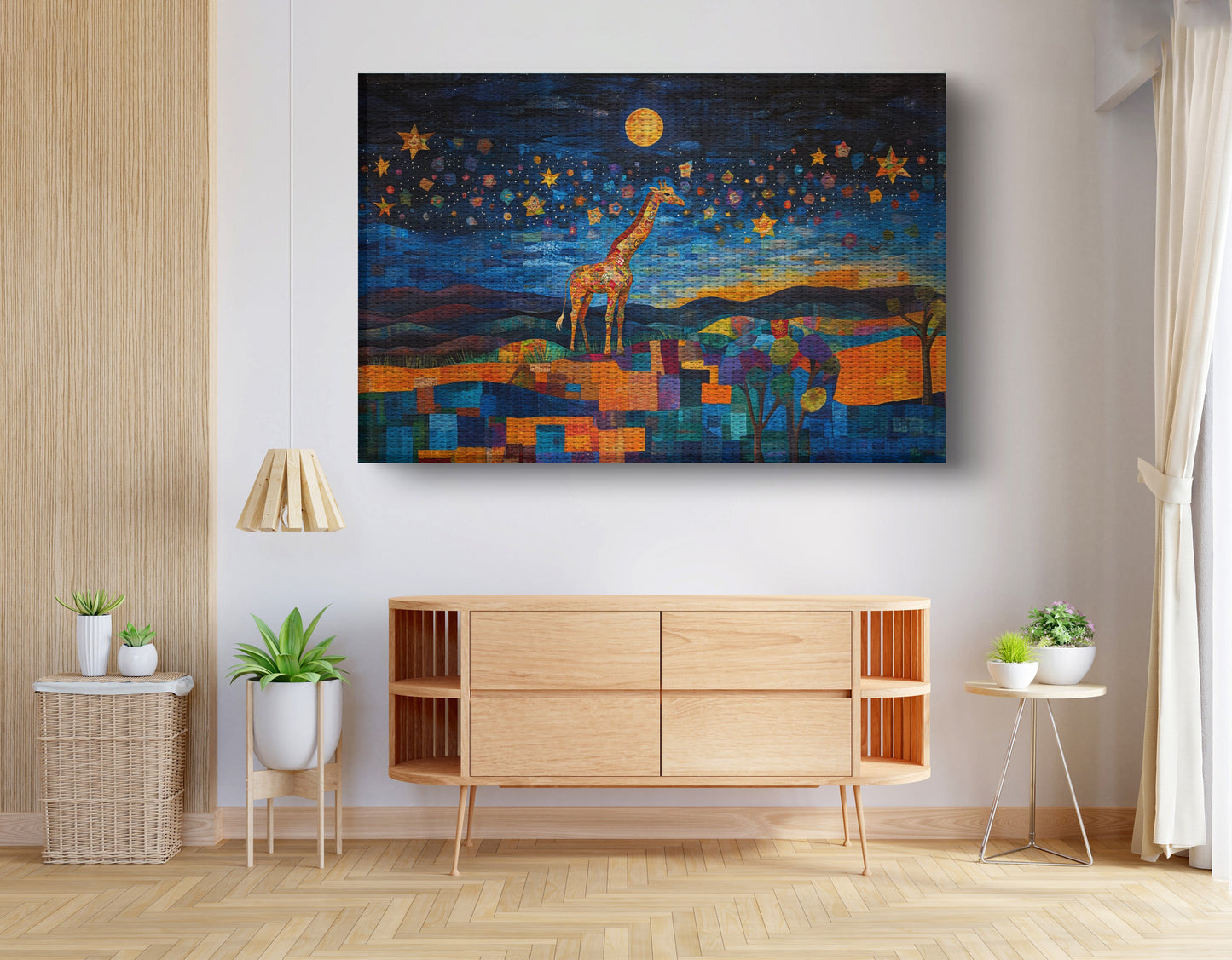 Blue Moon Giraffe Safari Black African American canvas print view 14