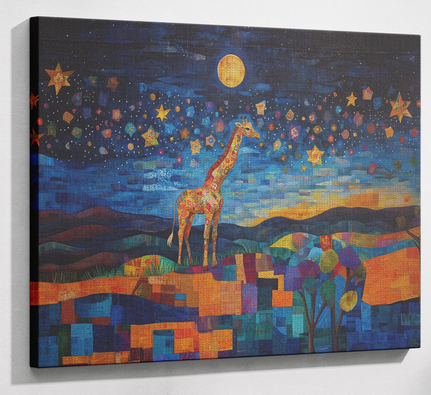Blue Moon Giraffe Safari Black African American canvas print view 13