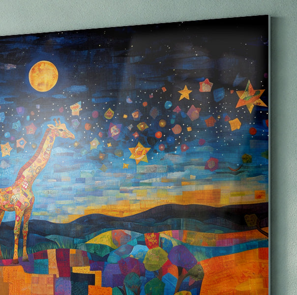Blue Moon Giraffe Safari Black African American canvas print view 22