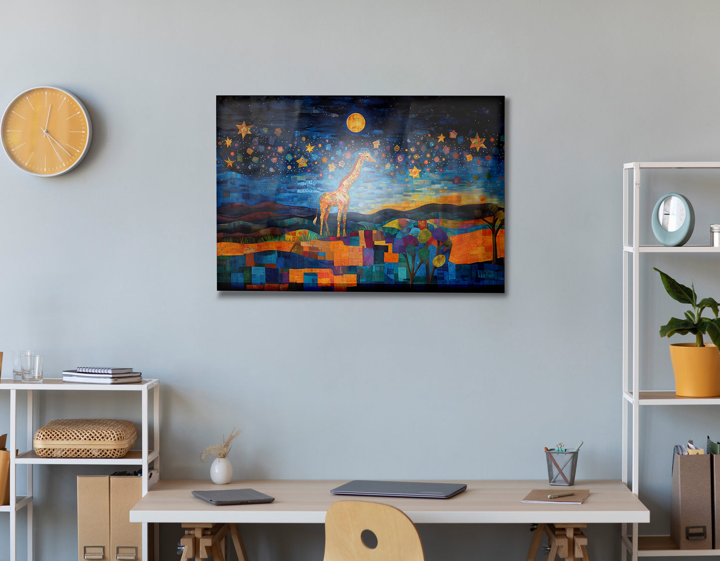 Blue Moon Giraffe Safari Black African American canvas print view 24