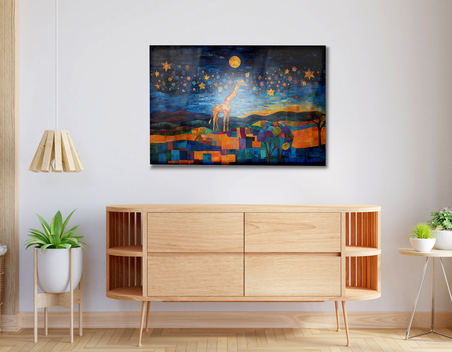 Blue Moon Giraffe Safari Black African American canvas print view 20