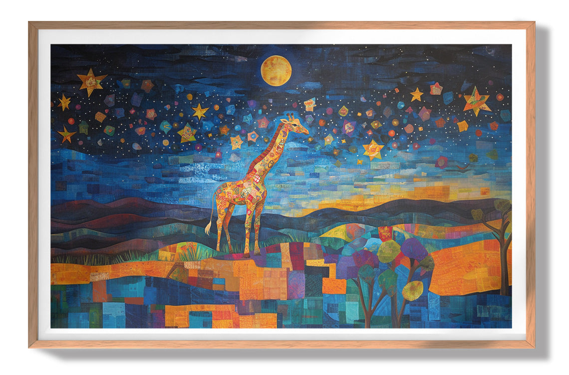 Blue Moon Giraffe Safari Black African American canvas print view 79