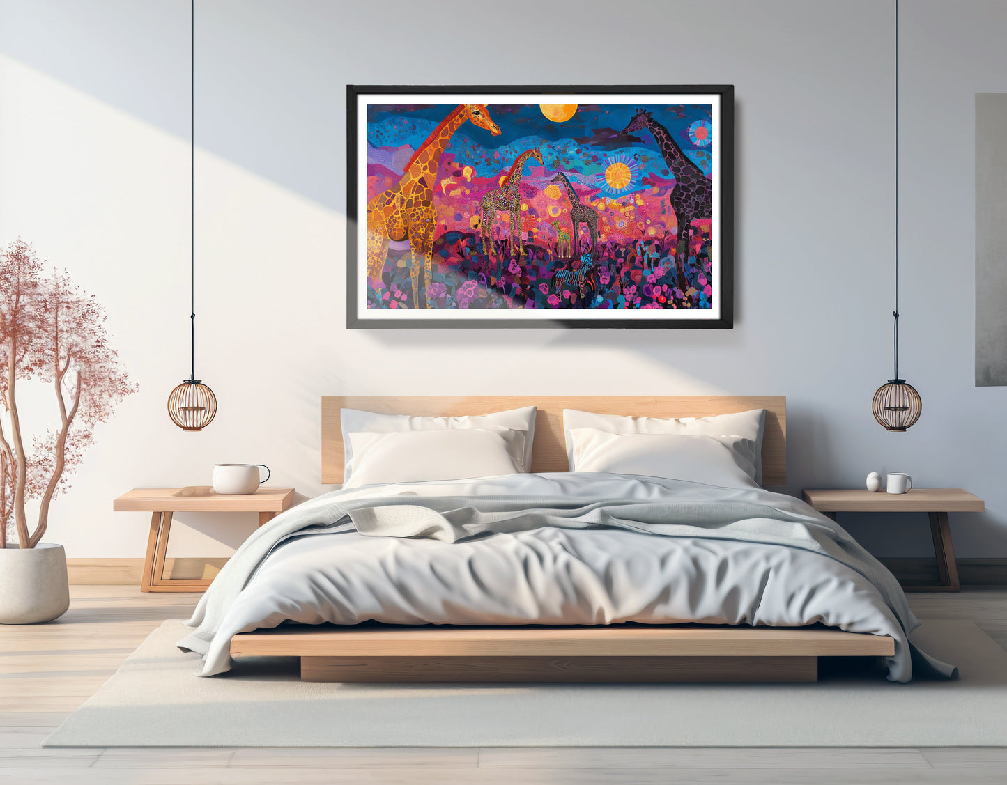 Giraffe Family Floral African American canvas print view 69