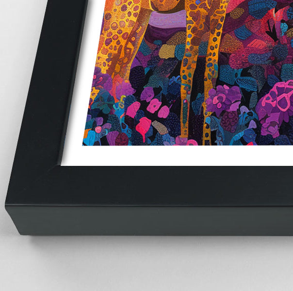 Giraffe Family Floral African American canvas print view 70