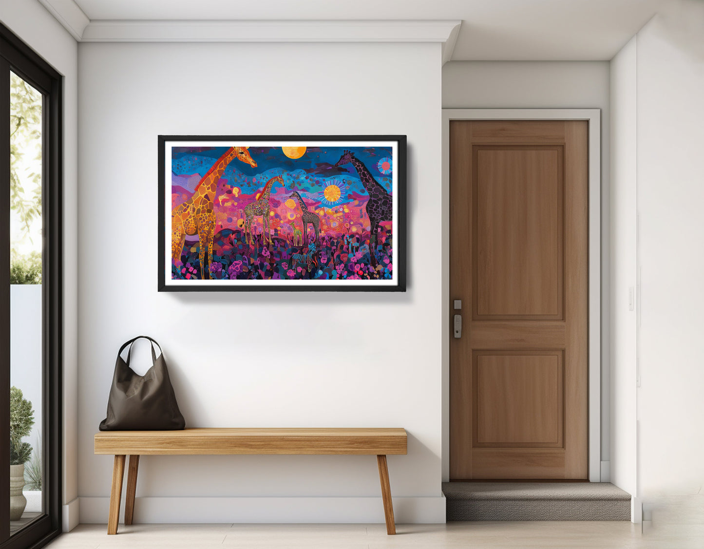 Giraffe Family Floral African American canvas print view 71