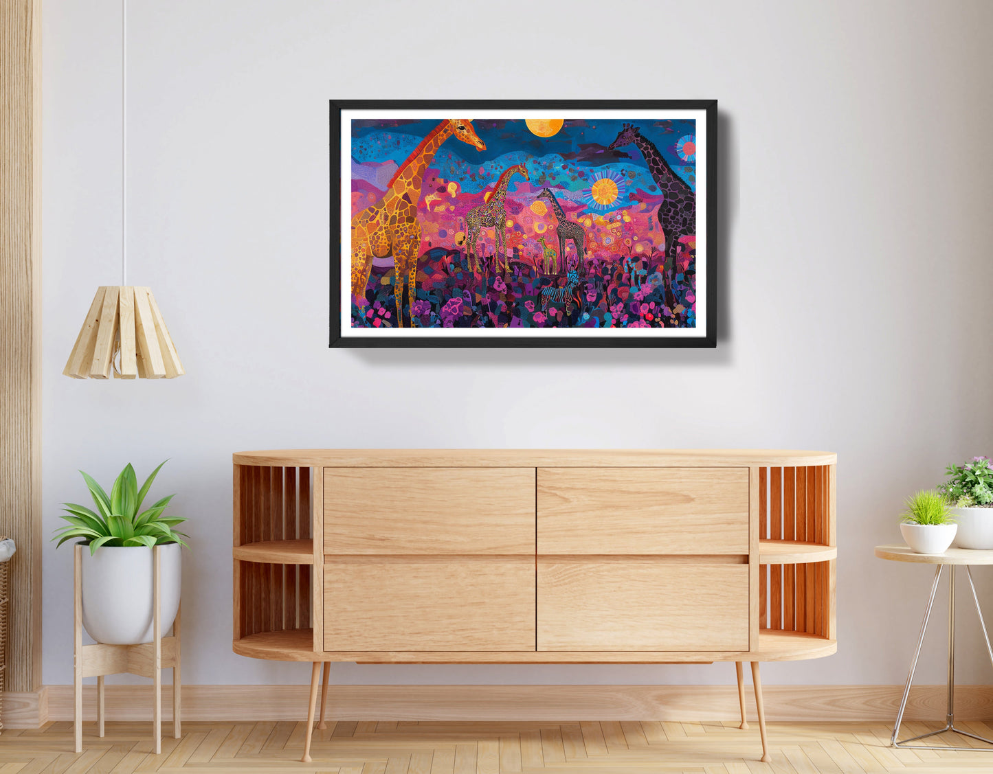 Giraffe Family Floral African American canvas print view 68